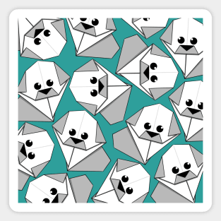 Origami Puppy Teal Magnet